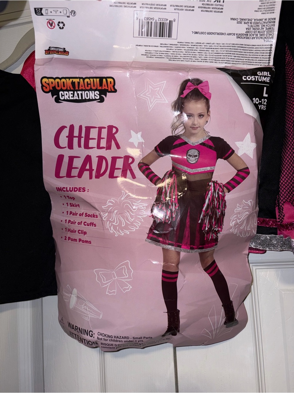 Spooktacular Girls Pink Cheerleader Costume - Large (10-12 yrs)